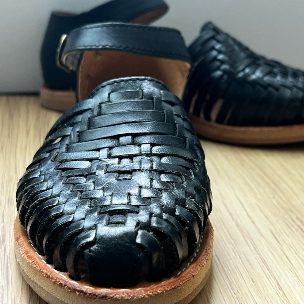 Leather Black Huarache Flats - Picture 5 of 8